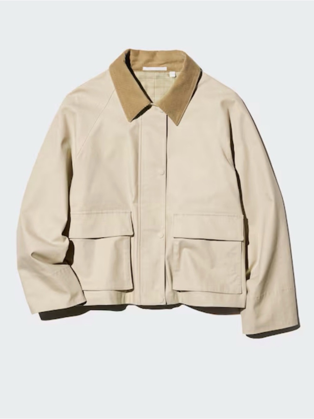 Uniqlo Cream Utility Jacket with Tan Corduroy Collar
